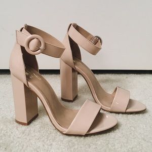 Nude block heel